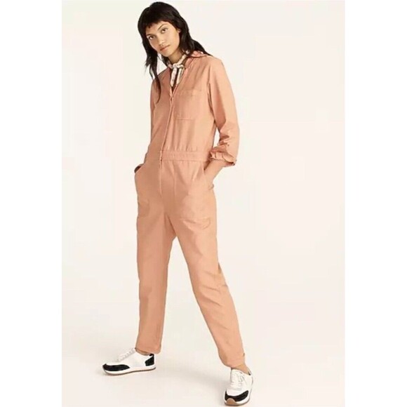 J.Crew Foundry Chino Utility Coveralls Jumpsuit Peach Women’s Size 14 NWT’s $168 - Picture 1 of 14